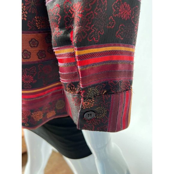 Stonebridge Womens Jacket Coat Multicolor Floral Stripe Pocket 3/4 Sleeve S - Picture 3 of 12